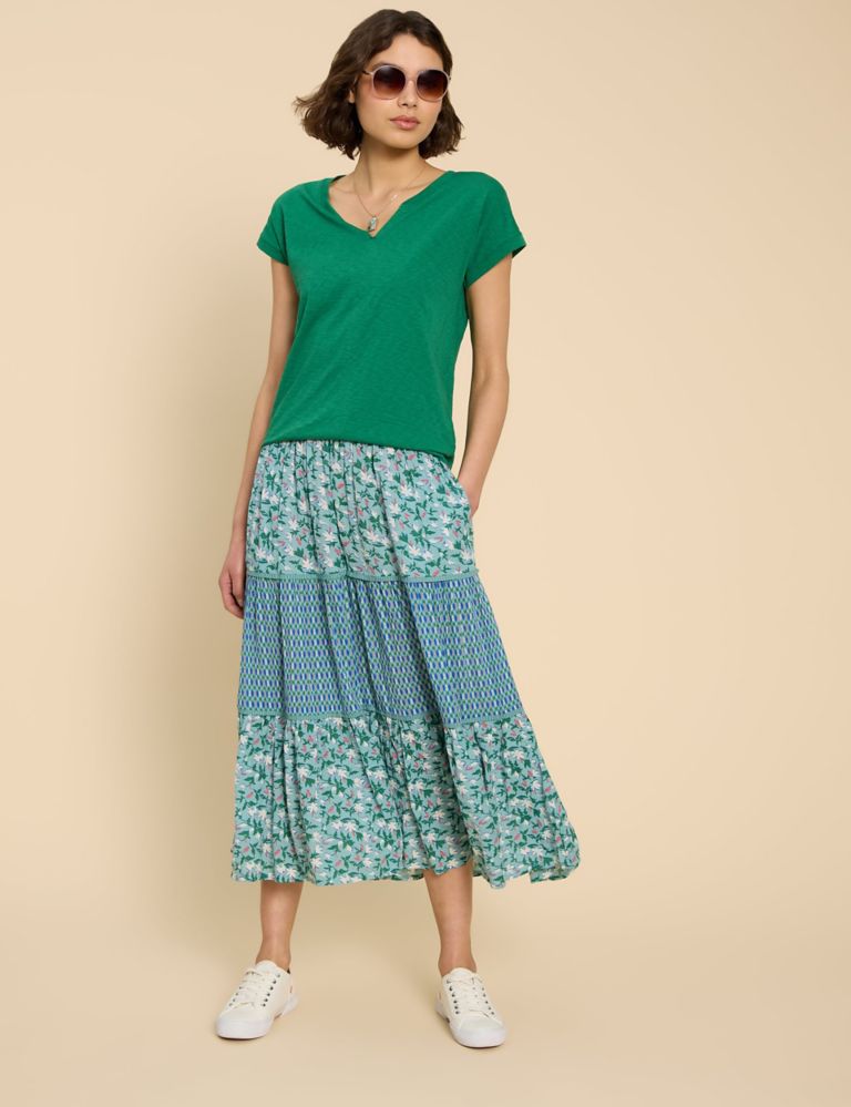 Floral Tiered Midi Skirt 1 of 6