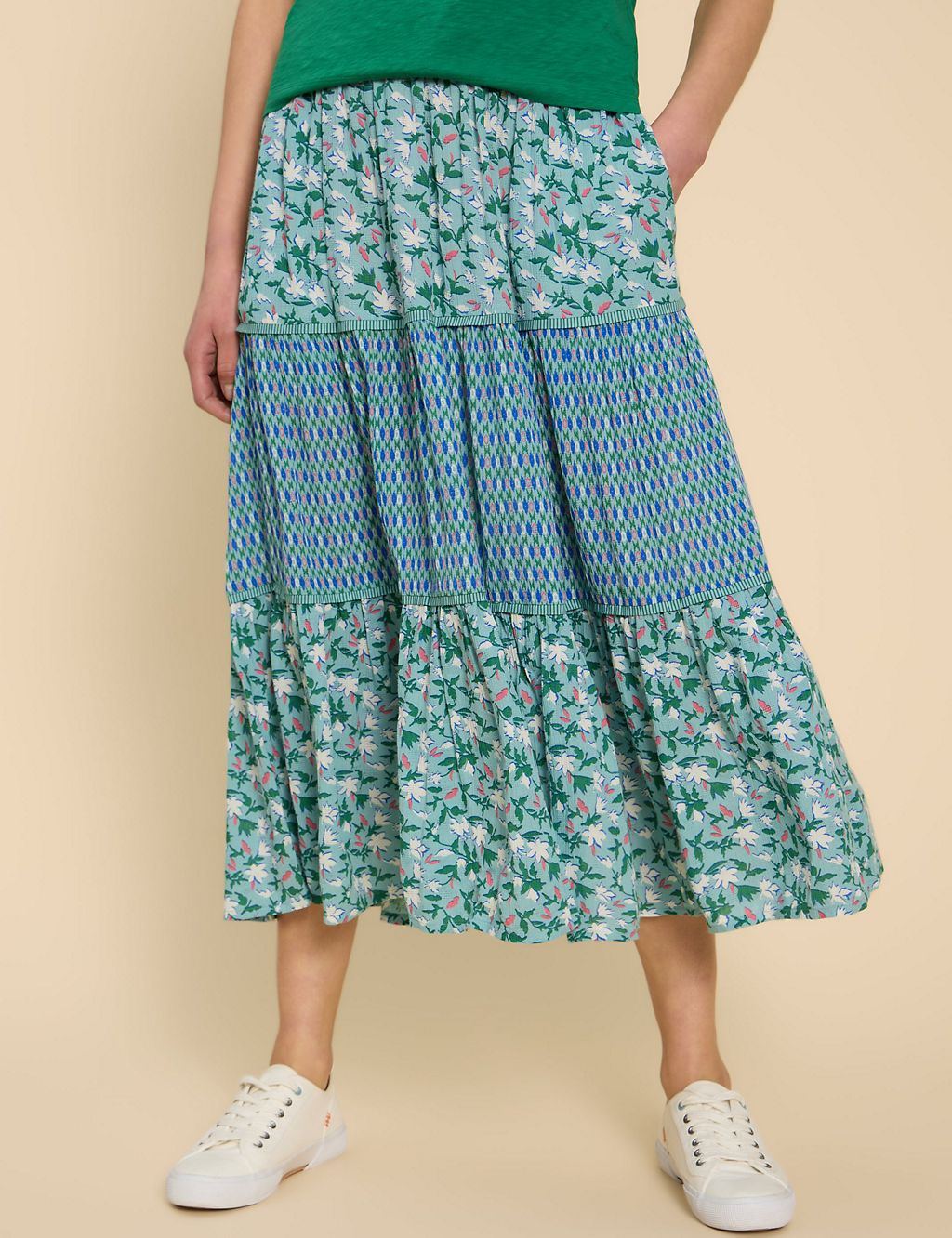 Floral Tiered Midi Skirt 2 of 6