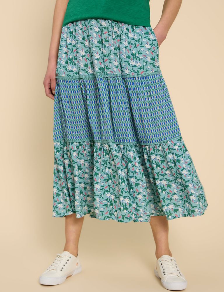 Floral Tiered Midi Skirt 3 of 6