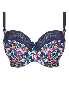 Floral Underwired Non-Padded Balcony Bra DD-G Image 2 of 4