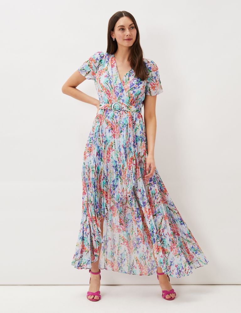 Floral V-Neck Belted Maxi Waisted Dress | Phase Eight | M&S