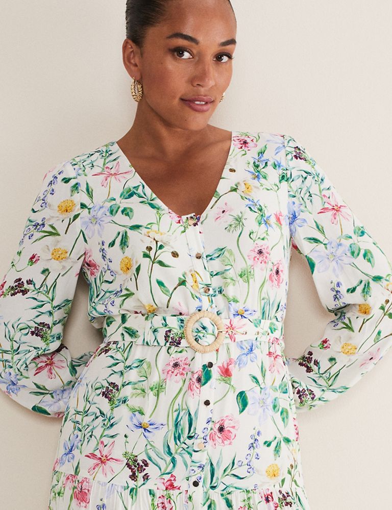 Floral V-Neck Belted Midaxi Tea Dress | Phase Eight | M&S