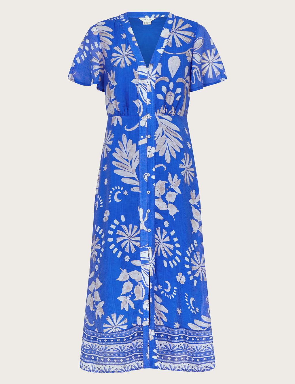 Floral V-Neck Button Through Midi Tea Dress 1 of 5