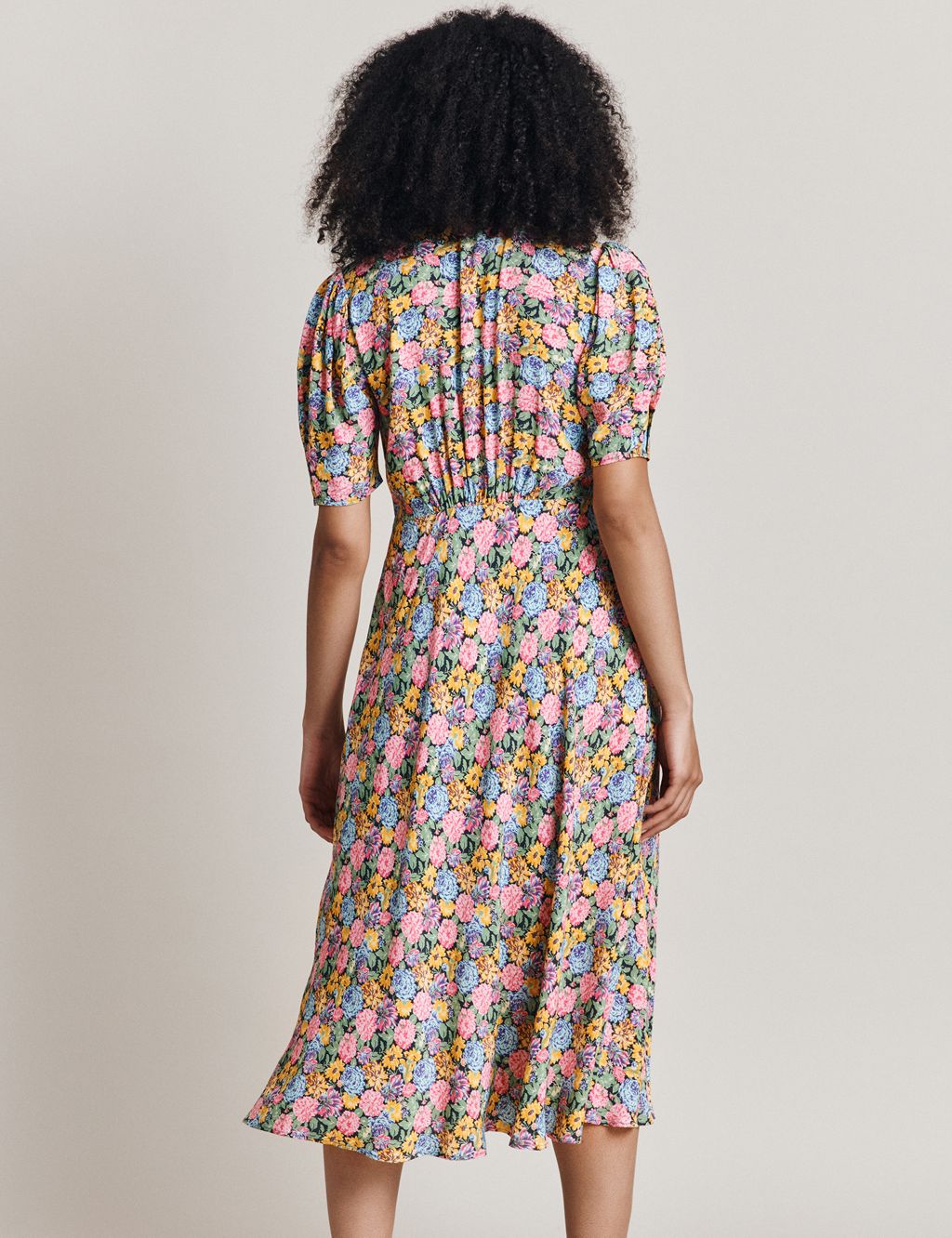 Floral V-Neck Button Through Midi Tea Dress | Ghost | M&S