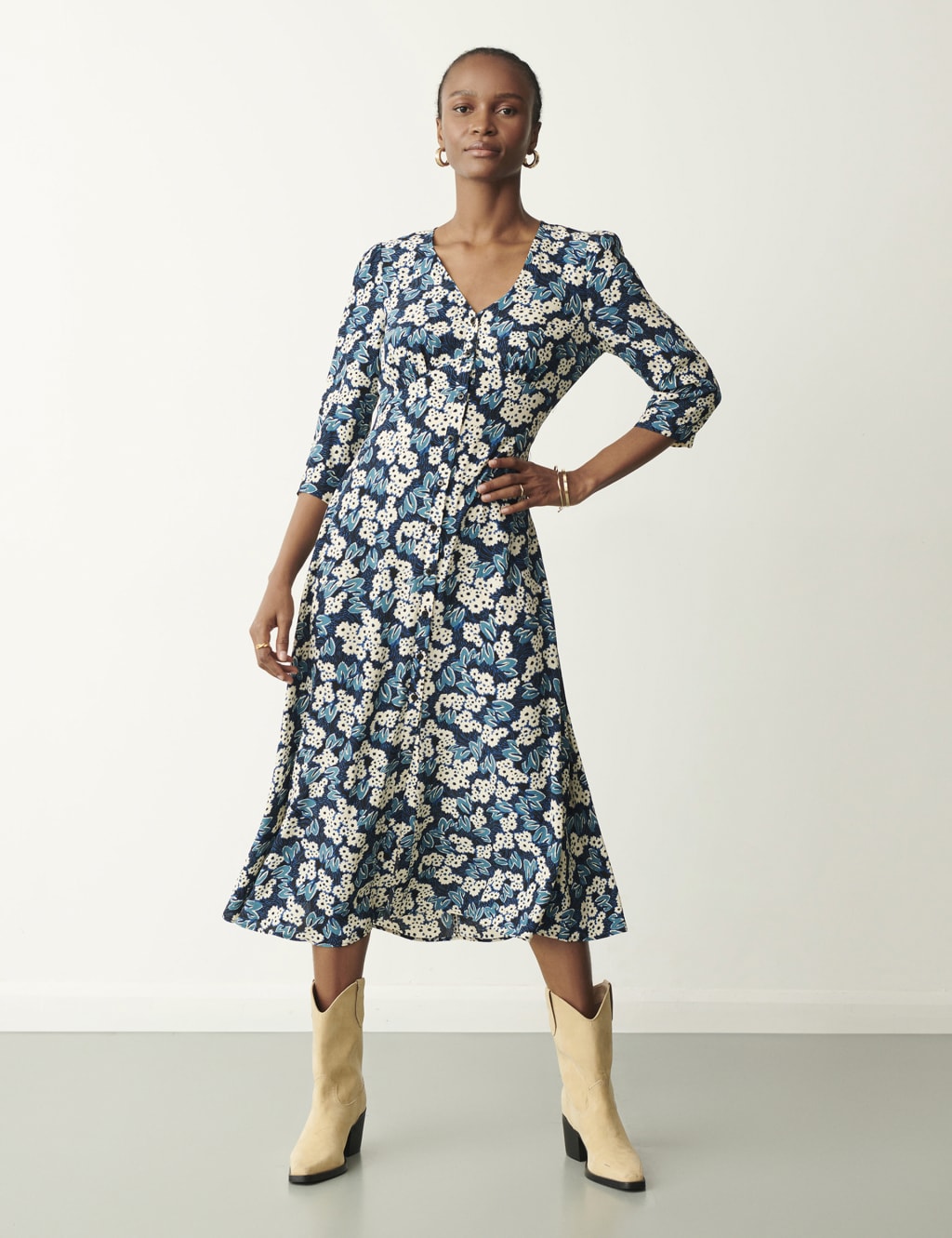 Button through midi hot sale tea dress