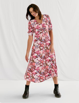 Floral V-Neck Empire Line Midi Tea Dress, M&S X GHOST