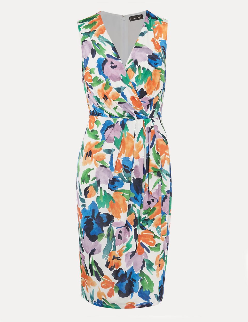 Floral V-Neck Knee Length Shift Dress 1 of 4