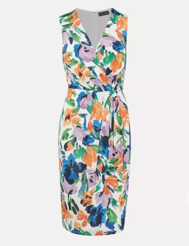 Floral V-Neck Knee Length Shift Dress 2 of 4