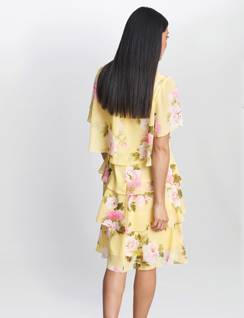 Floral VNeck Knee Length Tiered Dress Gina Bacconi M&S