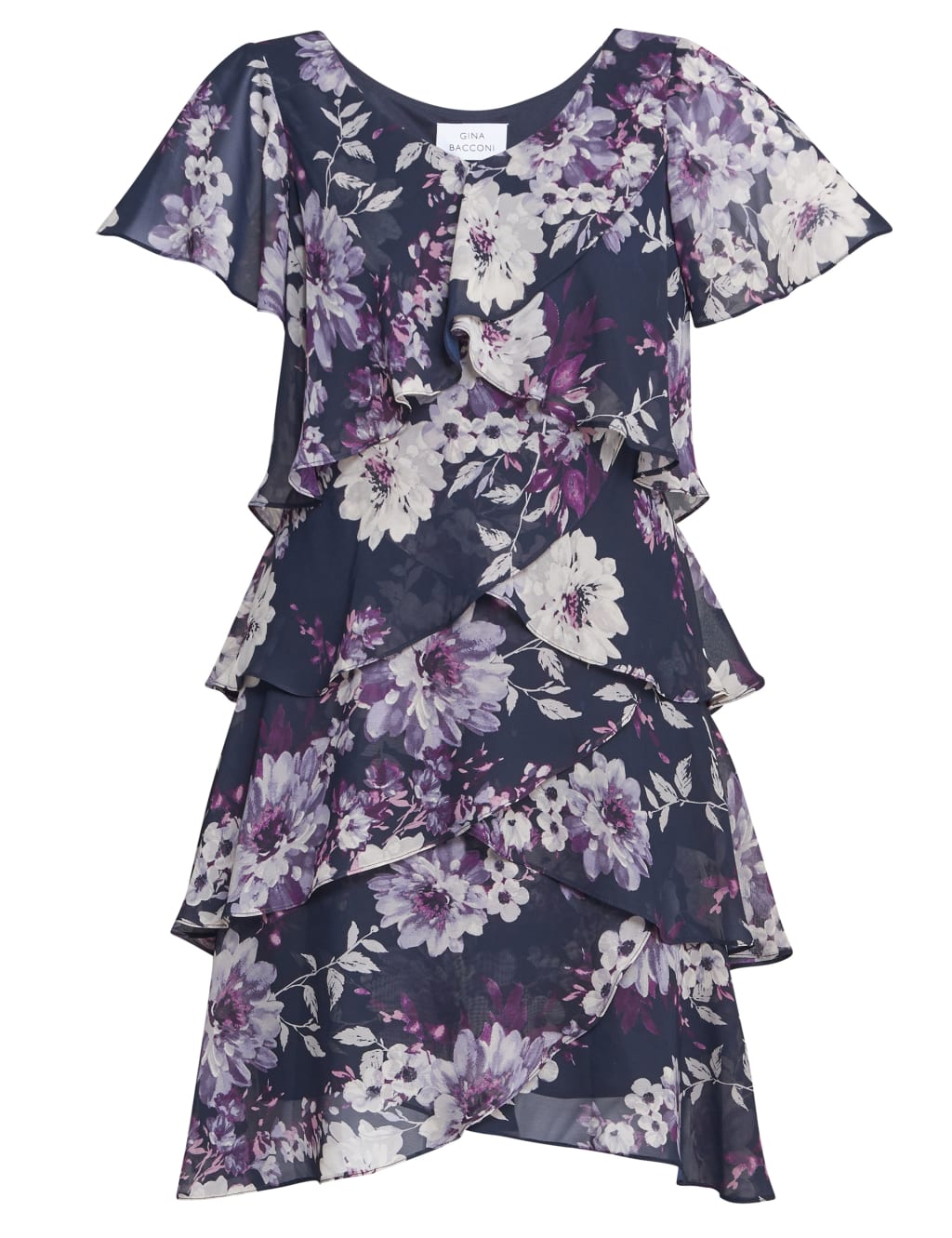 Floral VNeck Knee Length Tiered Dress Gina Bacconi M&S