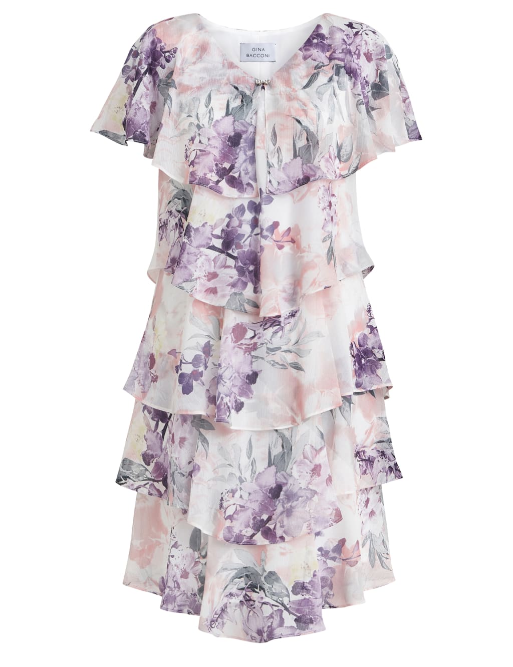 Floral VNeck Knee Length Tiered Dress Gina Bacconi M&S