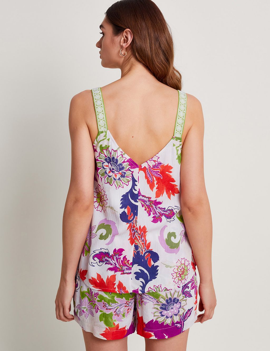 Floral V-Neck Lace Detail Cami Top 2 of 4