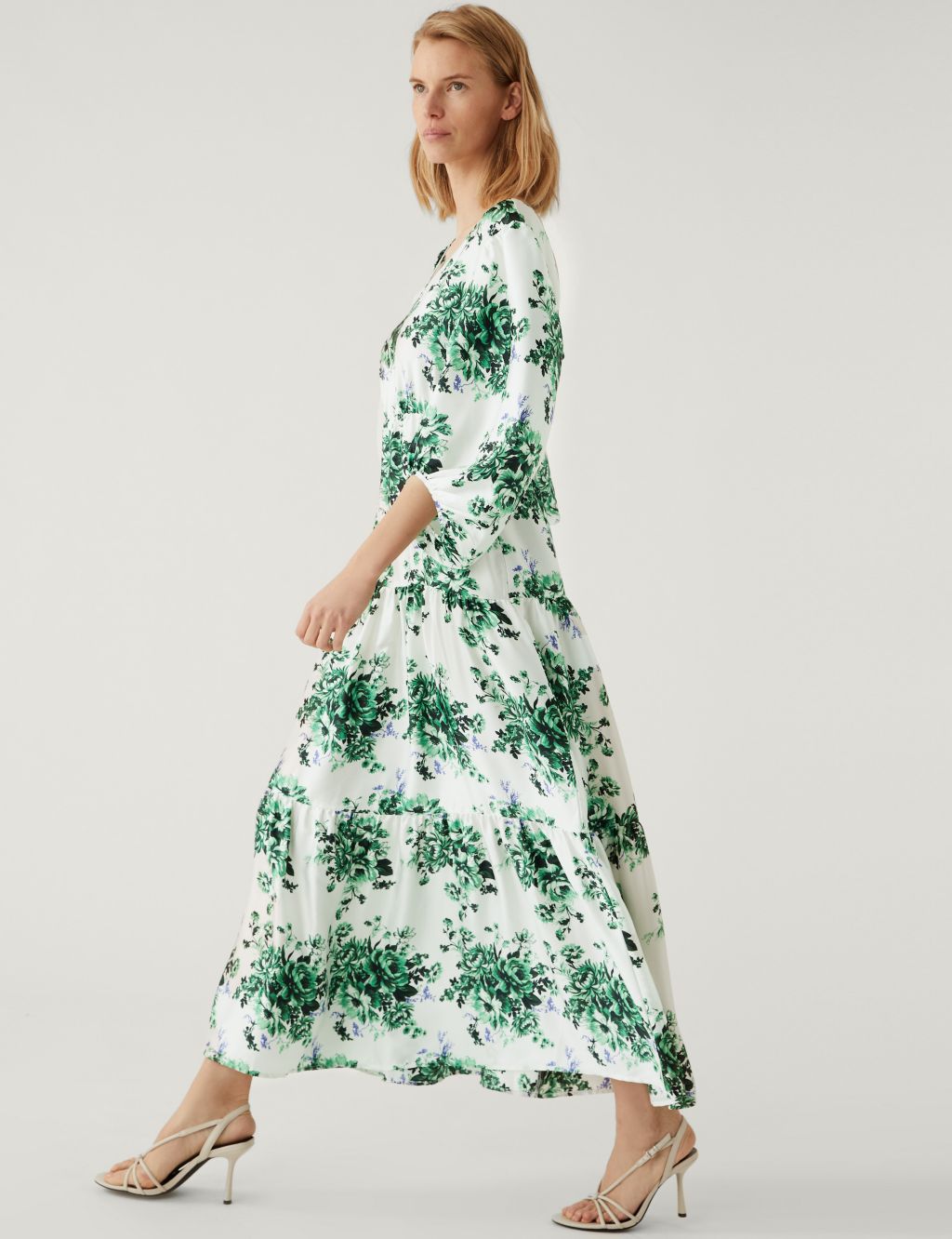 Floral V-Neck Tiered Dress M&S Collection | M&S