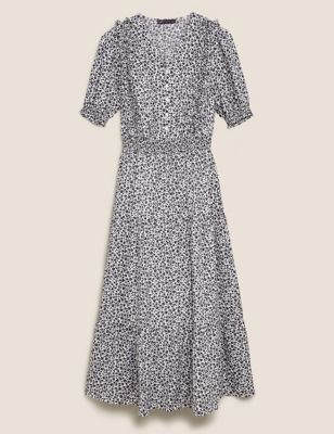 Floral V-Neck Midaxi Waisted Dress | M&S Collection | M&S