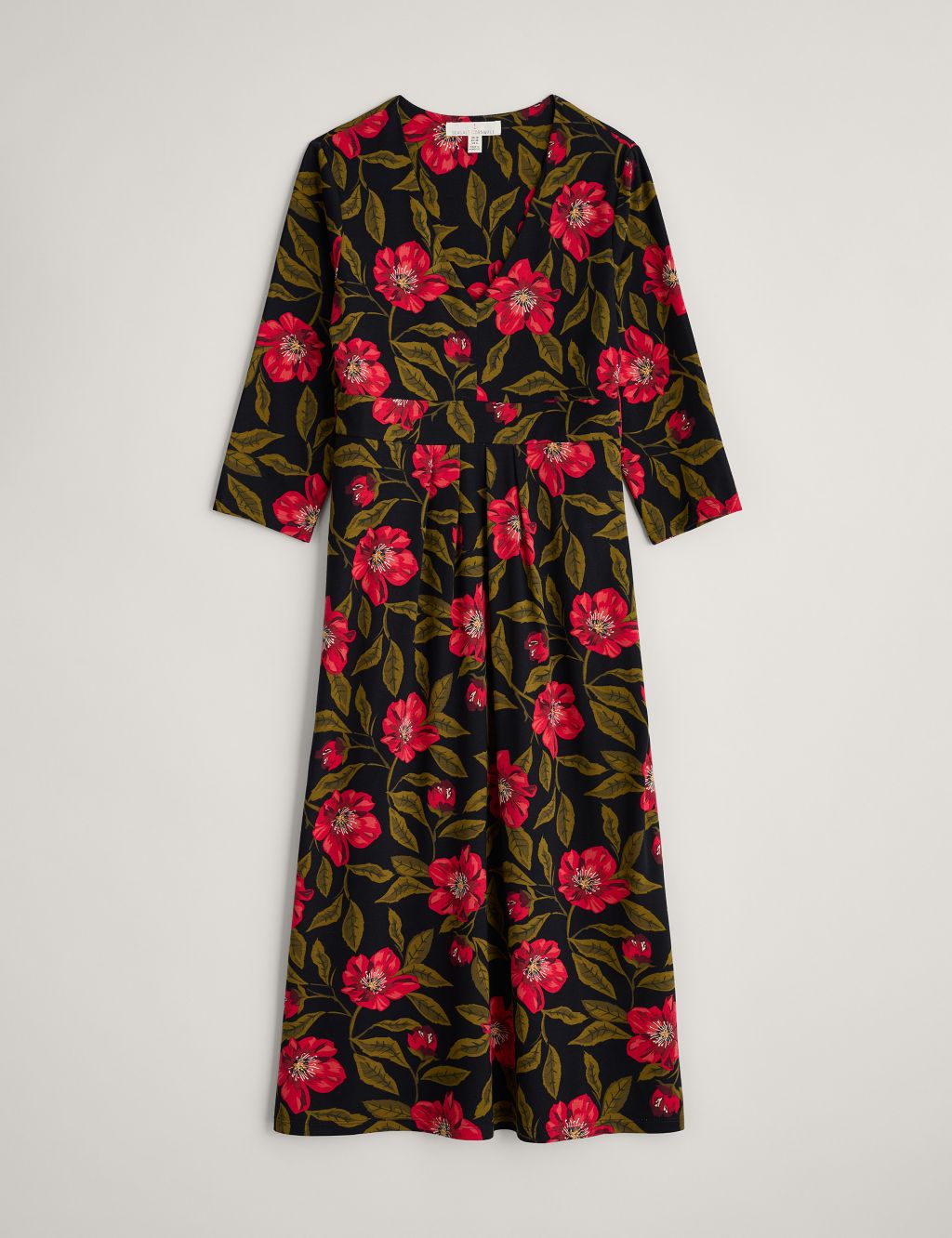 Floral V-Neck Midi Dress with Cotton 1 of 5