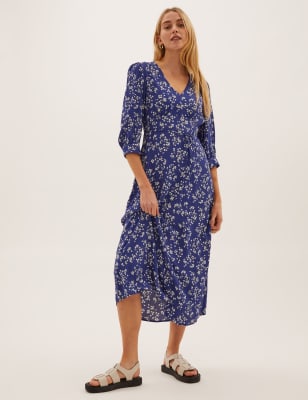 blue floral dress marks and spencer