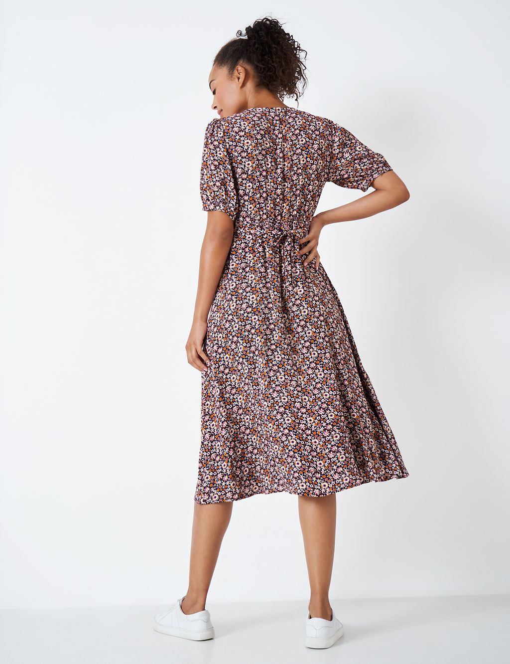 Floral V-Neck Midi Tea Dress | Crew Clothing | M&S