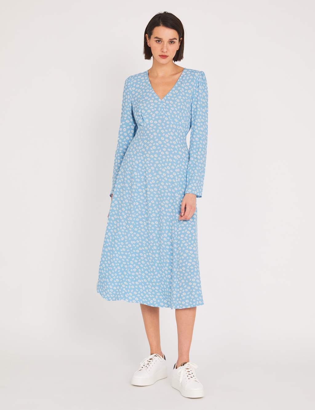 Floral V-Neck Midi Tea Dress 2 of 5