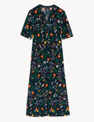 Floral V-Neck Midi Tiered Dress Image 2 of 6