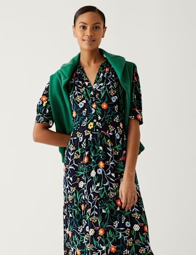 Floral V-Neck Midi Tiered Dress 4 of 6