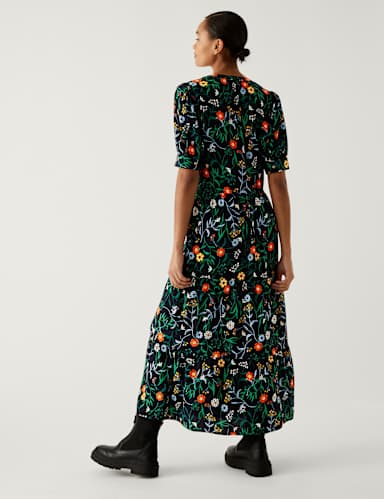 Floral V-Neck Midi Tiered Dress 6 of 6