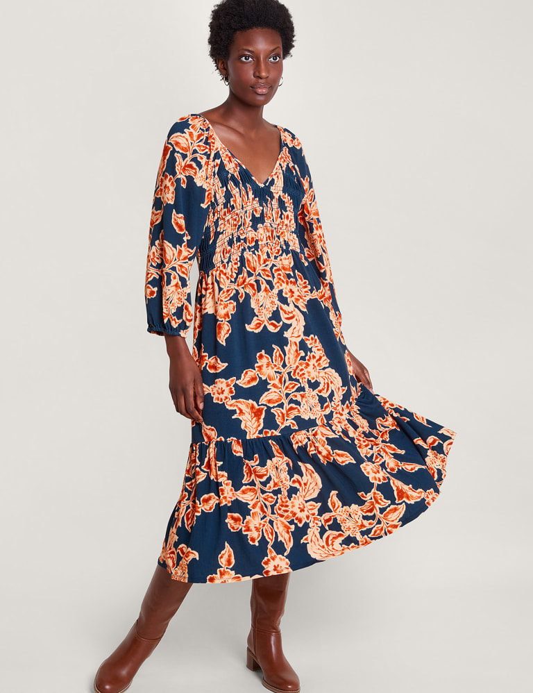 M&s floral midi dress discount