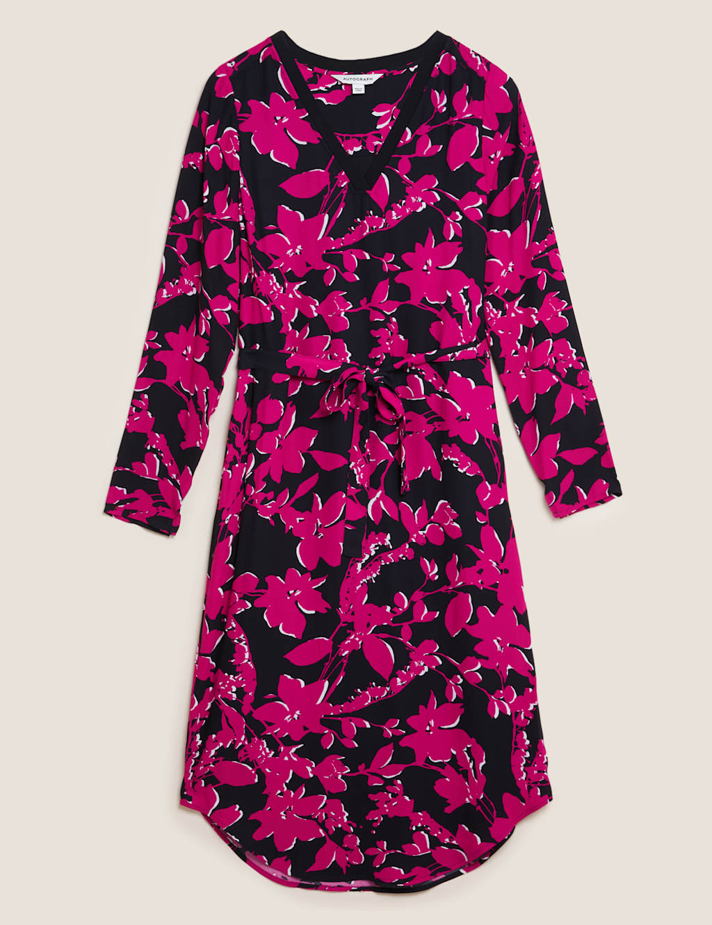 Floral V-Neck Midi Waisted Dress 2 of 7