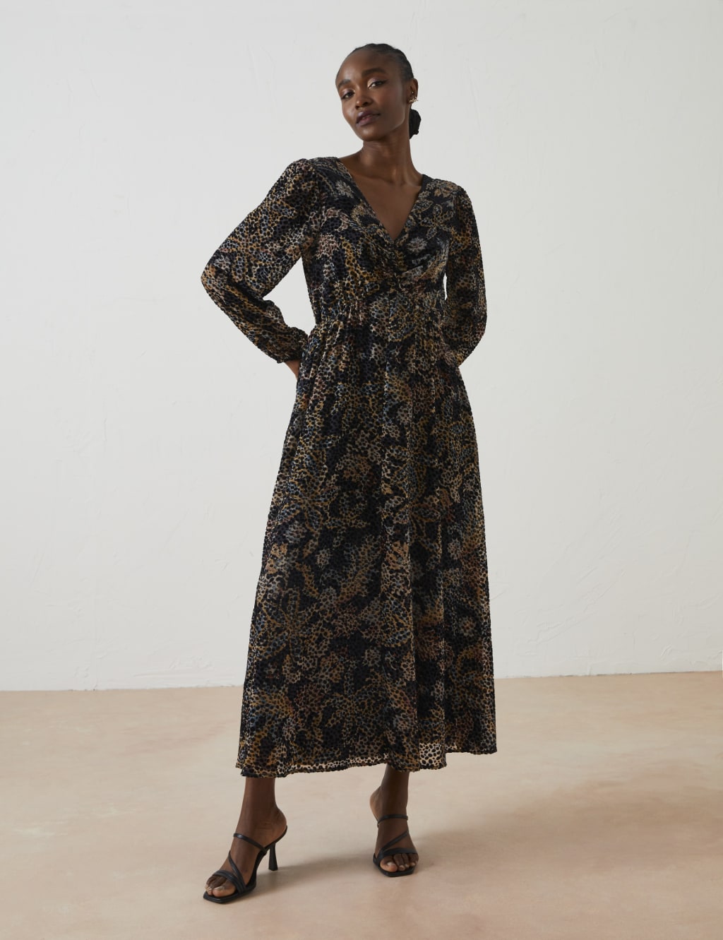 Floral V Neck Midi Waisted Dress FatFace M S