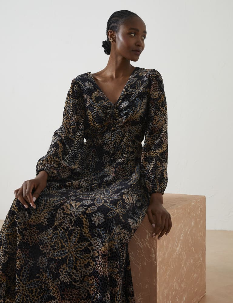 Floral V Neck Midi Waisted Dress FatFace M S