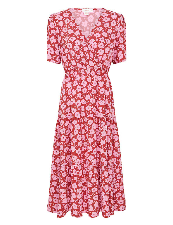 Floral V-Neck Midi Wrap Dress | Finery ...