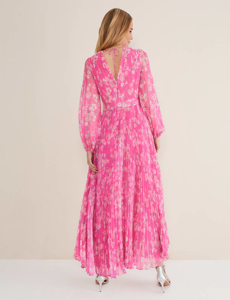 Floral V Neck Pleated Maxi Shift Dress Phase Eight M S