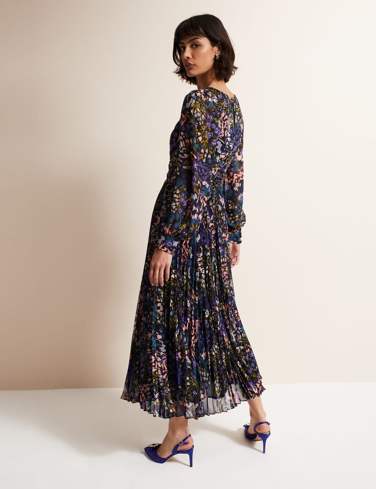 Floral V Neck Pleated Midaxi Waisted Dress Phase Eight M S