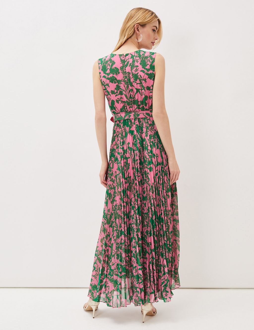 Floral V-Neck Pleated Midi Waisted Dress | Phase Eight | M&S