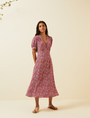 Floral midi sales tea dress