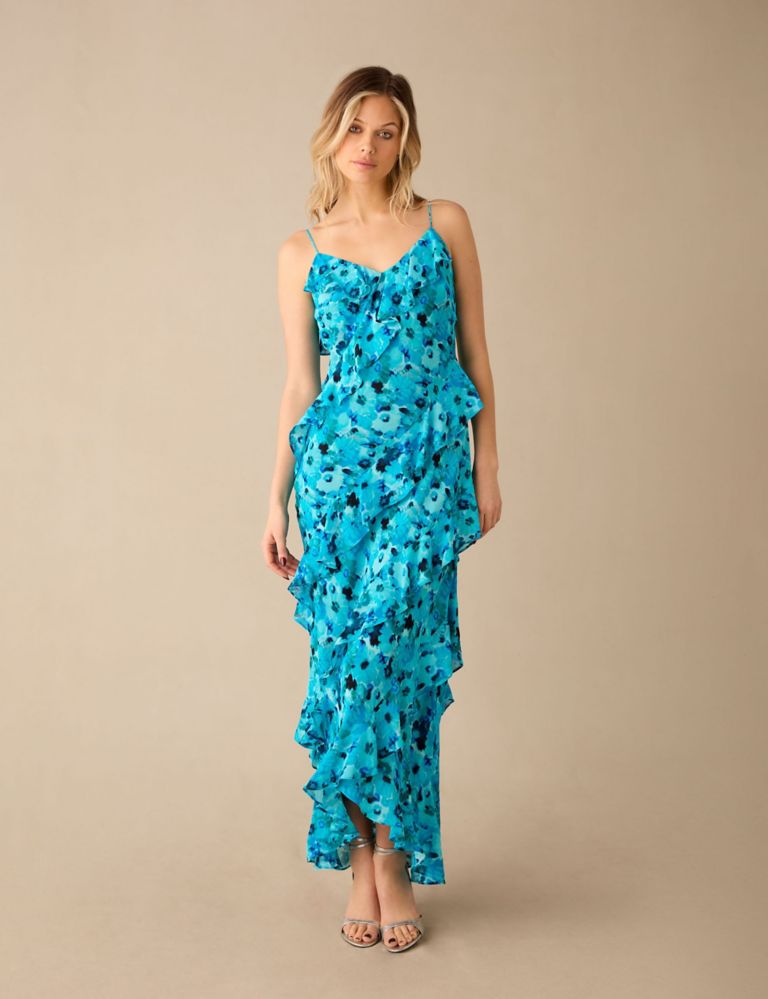 Floral V-Neck Ruffle Maxi Tiered Dress 4 of 8