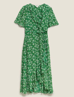 flores cotton v neck midi dress