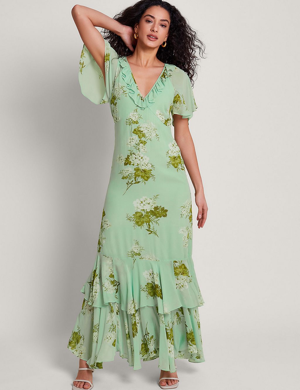 Floral V-Neck Ruffle Tiered Maxi Dress 3 of 4