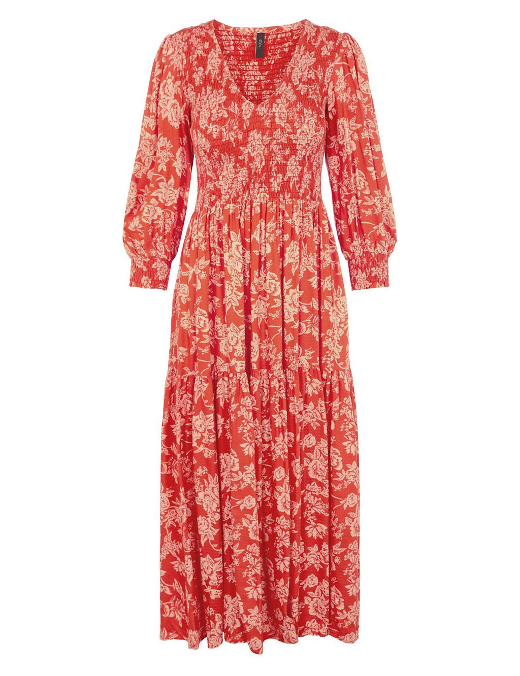 Floral V-Neck Shirred Midaxi Smock Dress | Y.A.S | M&S