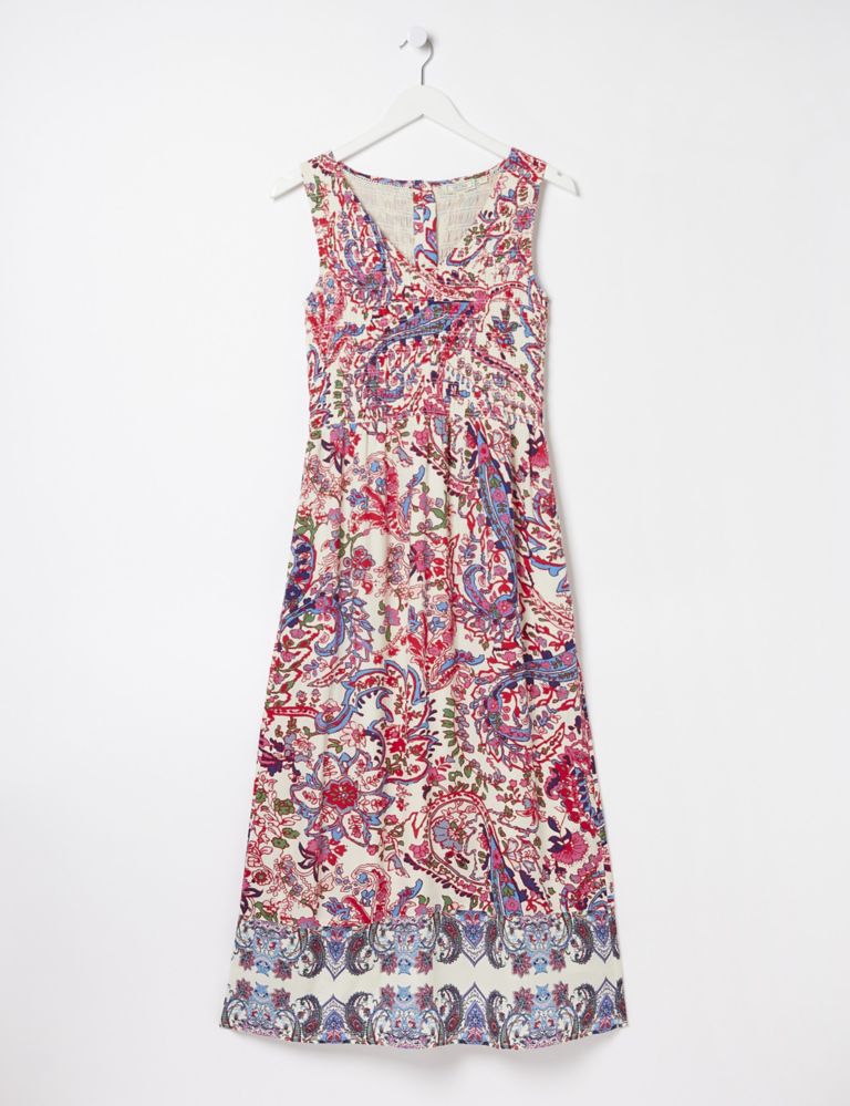 Floral V-Neck Shirred Midi Waisted Dress 2 of 5