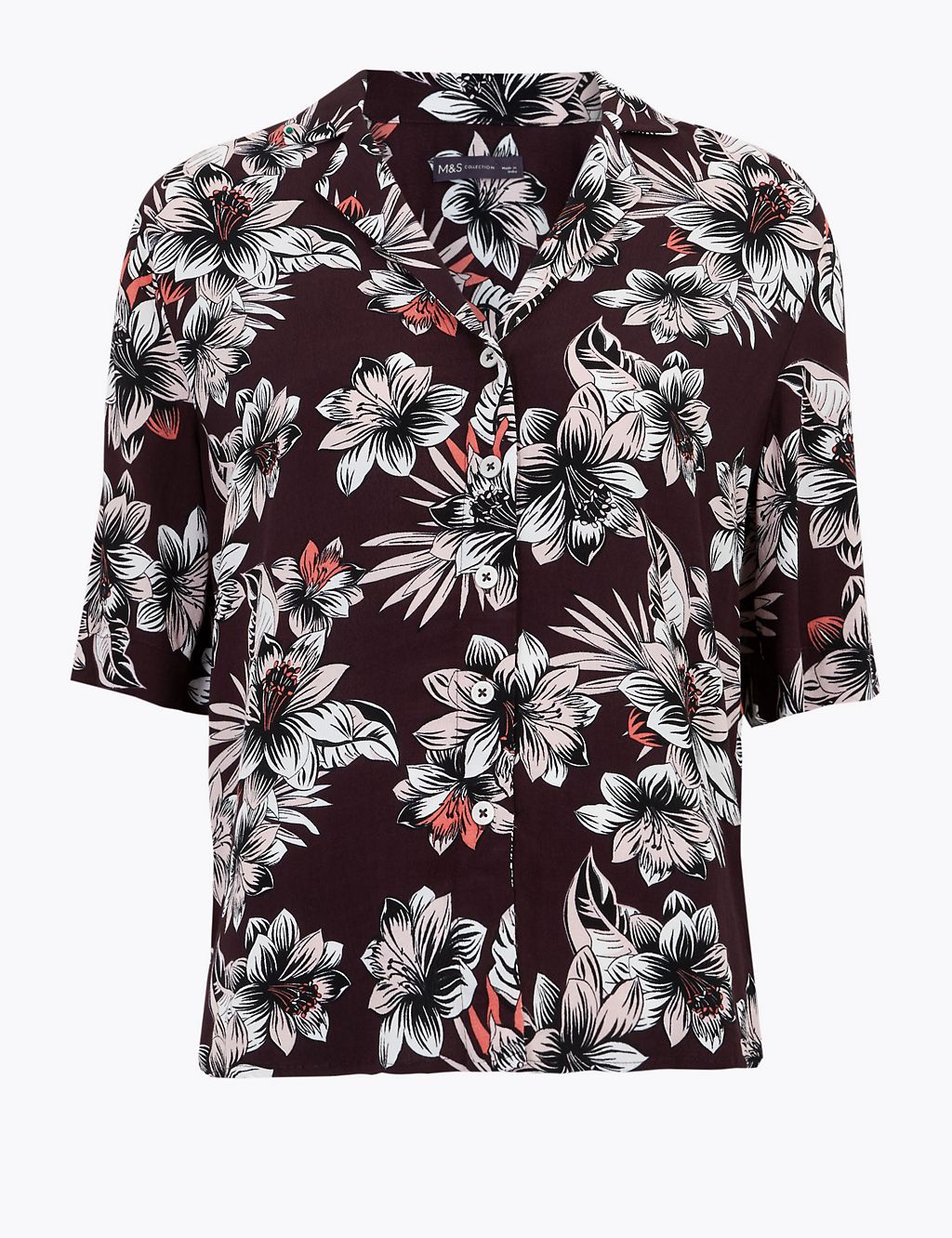 Floral V-Neck Short Sleeve Shirt 1 of 5