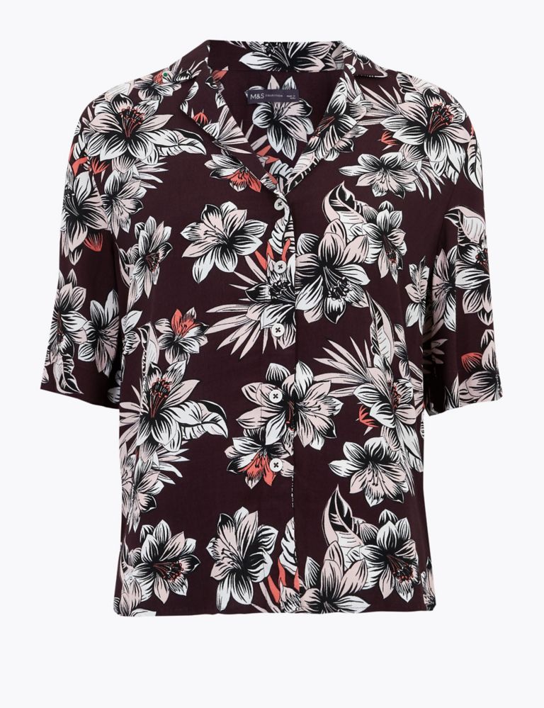 Floral V-Neck Short Sleeve Shirt 2 of 5
