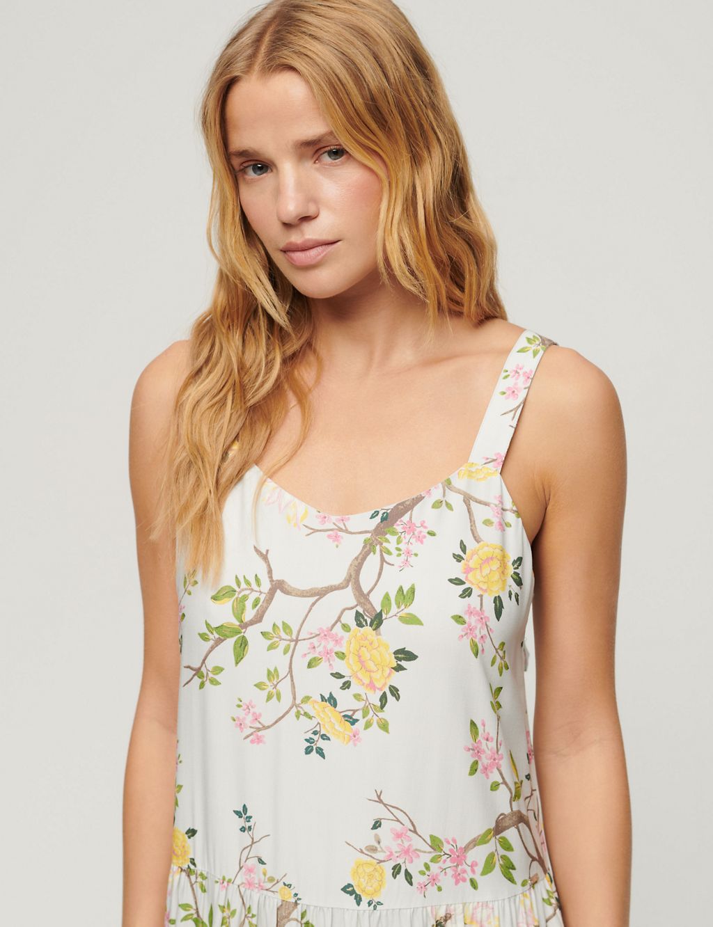 Floral V-Neck Strappy Maxi Tiered Dress 1 of 6