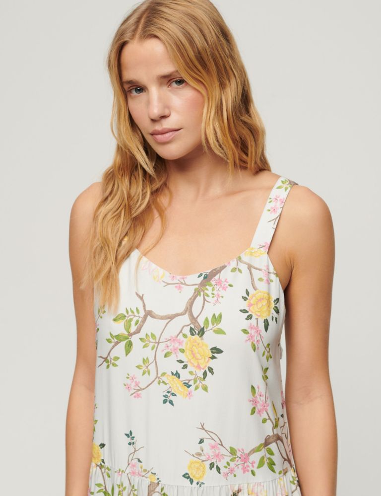 Floral V-Neck Strappy Maxi Tiered Dress 2 of 6