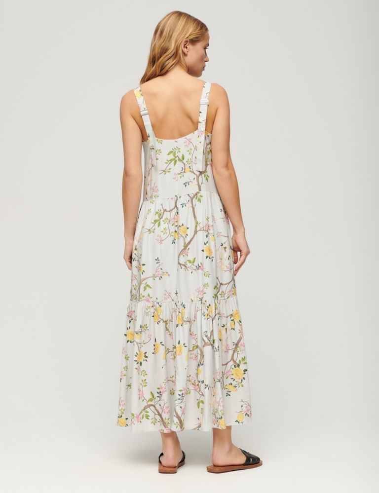 Floral V-Neck Strappy Maxi Tiered Dress 3 of 6