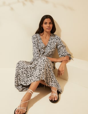 V neck shop midi dress uk