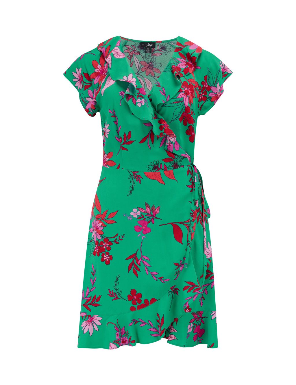 Floral V-Neck Wrap Detail Mini Beach Dress 1 of 6