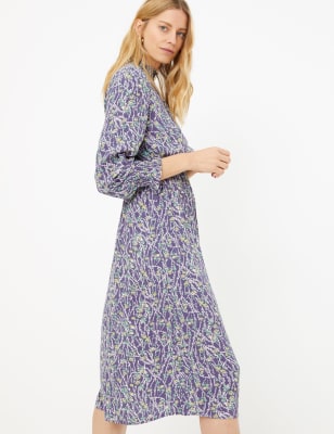 Floral Waisted Midi Dress, M&S Collection