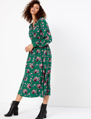 m&s waisted midi dress