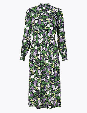 Floral Waisted Midi Dress Image 2 of 8