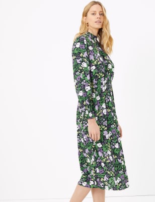 Floral Waisted Midi Dress M S Collection M S